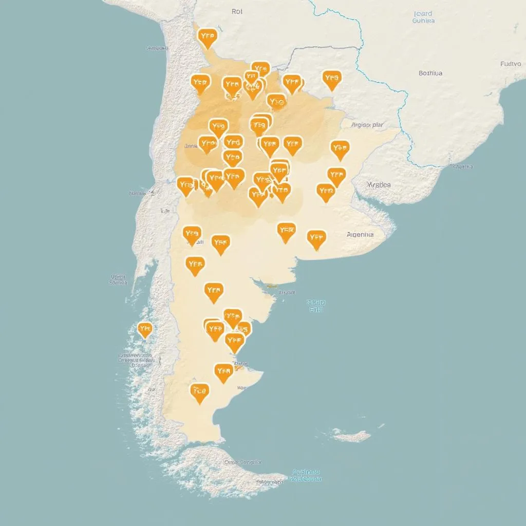 Mapa de estaciones YPF en Argentina